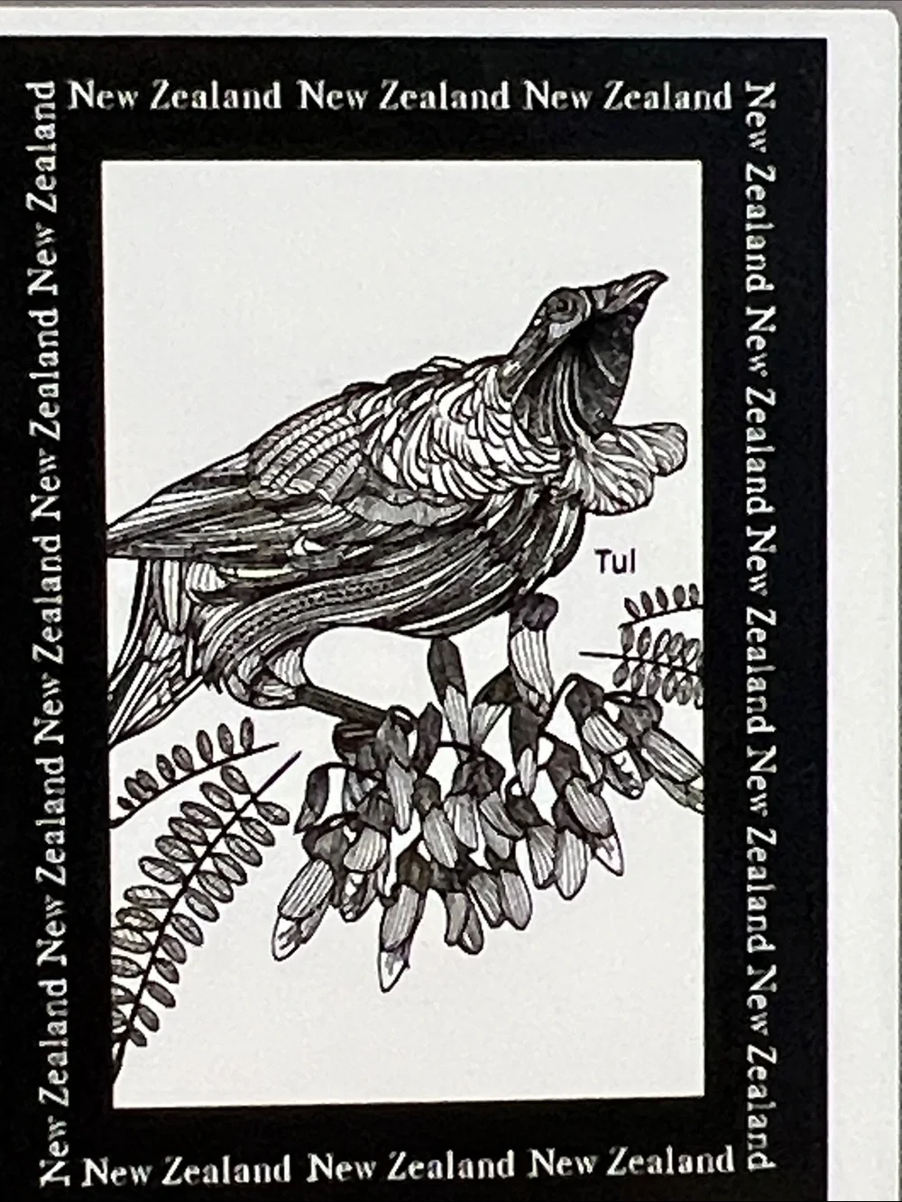 New Zealand Tui native bird Kitchen dish towel NEW black and white